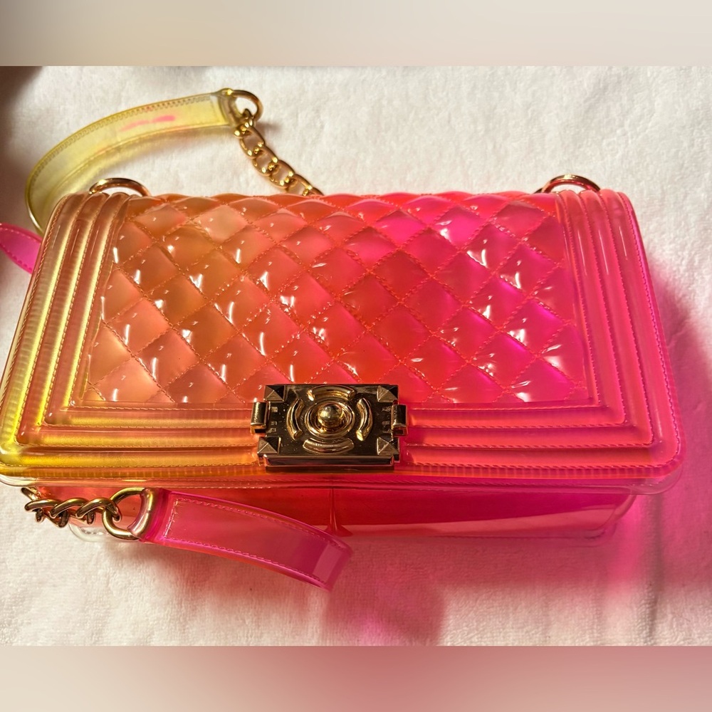 Chic Pink and Orange Quilted Women's Bag
